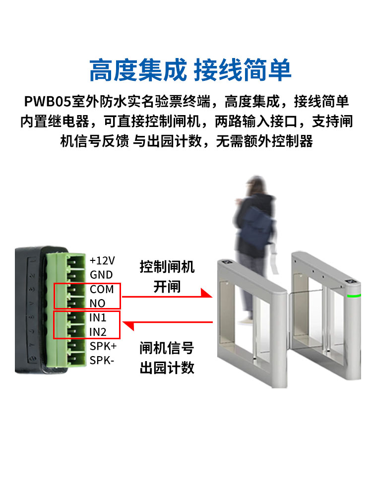 实名制检票终端PWB05高度集成 接线简单