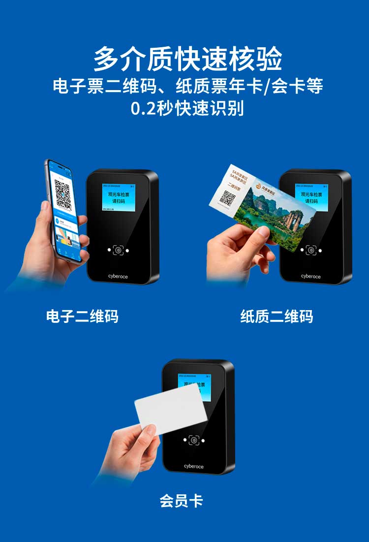 景区4G移动检票一体机详情页 多介质快速核验